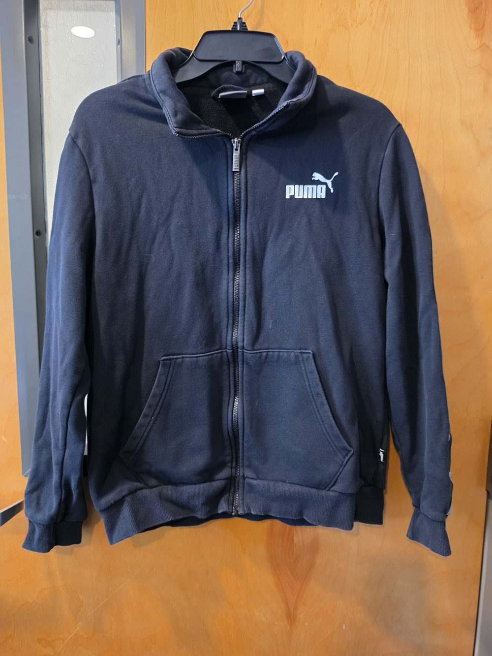 Puma Black Zip-Up Hoodie with Chest Logo